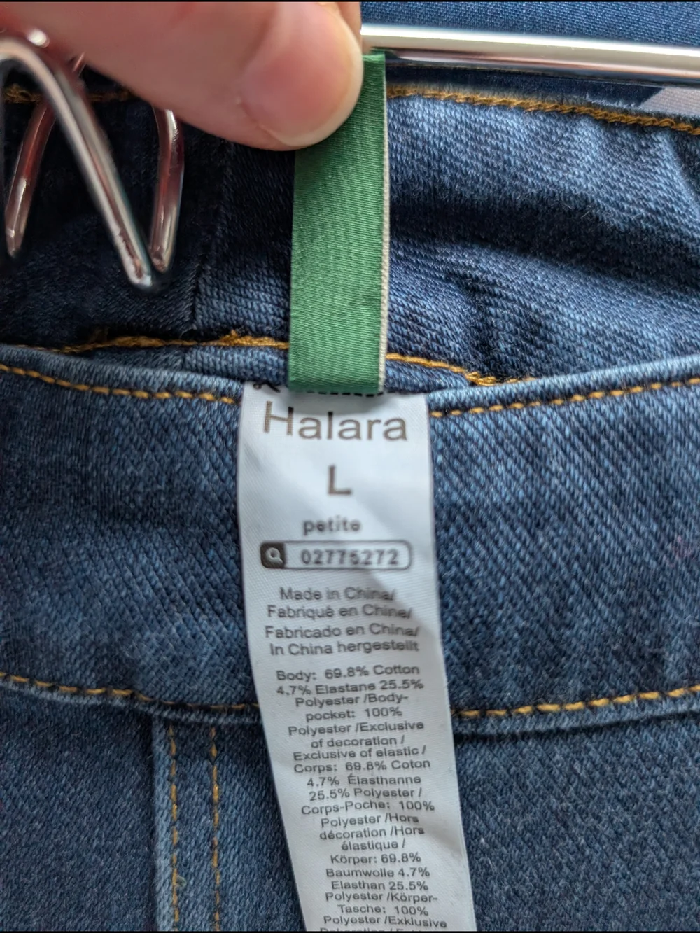 HALARA Blue Straight Leg Jeans with Contrast Stitching. Paint Blue Denim. - Picture 3 of 4